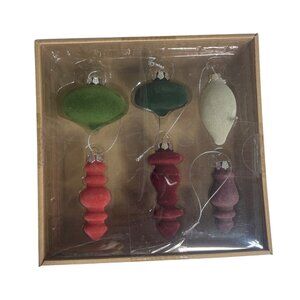 St. Nicholas Square Velvet Christmas Ornaments Set Of 6 New